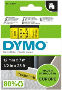 Dymo Labeltape 45018 D1 720580 12mmx7m zwart op geel