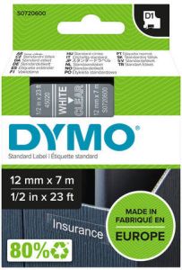 Dymo Labeltape 45020 D1 720600 12mmx7m wit op transparant