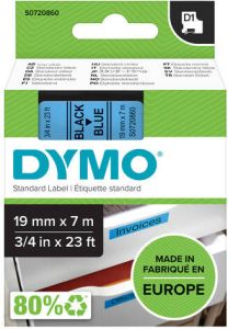 Dymo Labeltape 45806 D1 720860 19mmx7m zwart op blauw