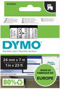 Dymo Labeltape 53710 D1 720920 24mmx7m zwart op transparant