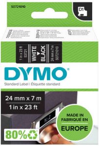 Dymo Labeltape 53721 D1 721010 24mmx7m wit op zwart