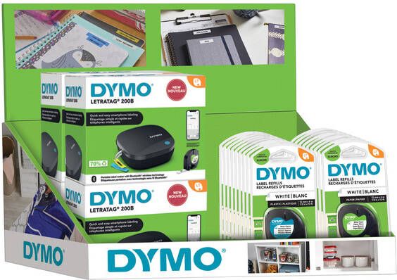 Dymo Letratag 200B printer bluetooth display 6 stuks en 20 labeltapes