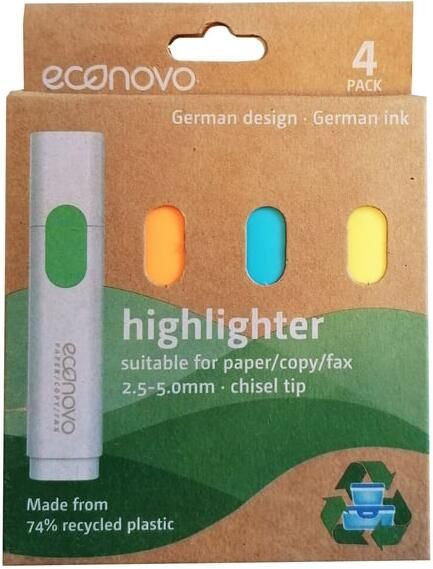 Econovo markeerstift blister van 4 stuks geassorteerde kleuren