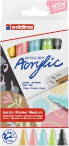 Edding Acrylic marker medium assortiment set van 5 stuks pastel
