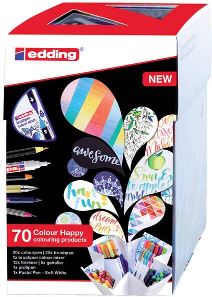 Edding Colour Happy box assortiment met 70 stuks in geassorteerde kleuren