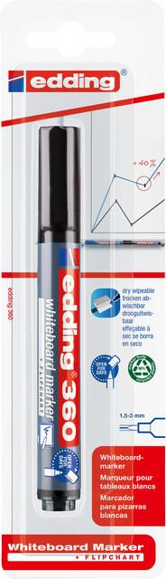 Edding Whiteboardmarker 360 rond 1.5-3mm zwart blister ?? 1 stuk - Foto 3