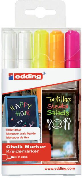 Edding krijtmarker e-4095 geassorteerde kleuren etui van 5 stuks - Foto 3