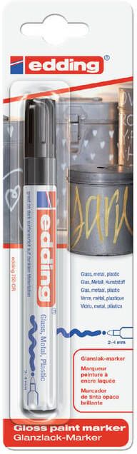 Edding Paintmarker 750 op oliebasis 2-4mm zwart blisterà 1 stuk