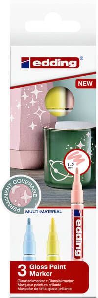 Edding Viltstift 751 lakmarker rond 1-2mm pastel assorti set Ã  3 stuks