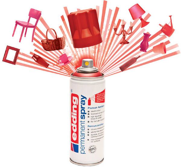 Edding Â 5200 permanent spray premium acrylverf verkeersrood mat RAL 3020 - Foto 2