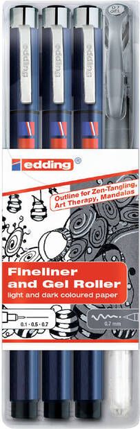 Edding Viltstift 1800 2185 4S tangle assorti etui Ã  4 stuks