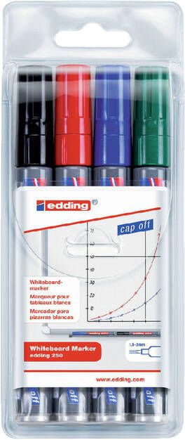 Edding Viltstift 250 whiteboard rond ass 1.5 3mm etui à 4st