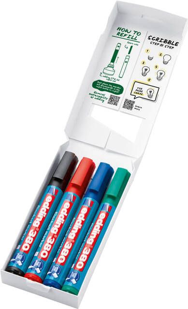 Edding 380 4 S flipovermarker set assorti 4 stuks: zwart rood blauw groen 1 5-3mm - Foto 3