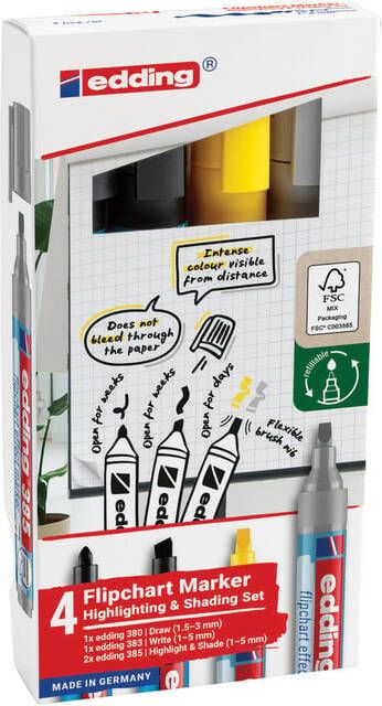 Edding Viltstift 385 flipover incl 380 383 assorti 4 stuks