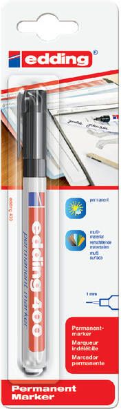 Edding Viltstift 400 rond 1mm zwart blisterà 1 stuk