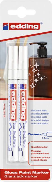Edding Viltstift 751 lakmarker rond 1 2mm blister à 2 stuks wit - Foto 3