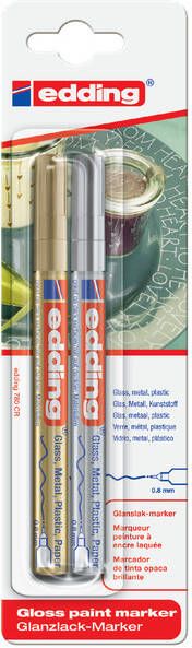 Edding Viltstift 780 lakmarker rond 0.8mm goud en zilver blister Ã  2 stuks - Foto 3