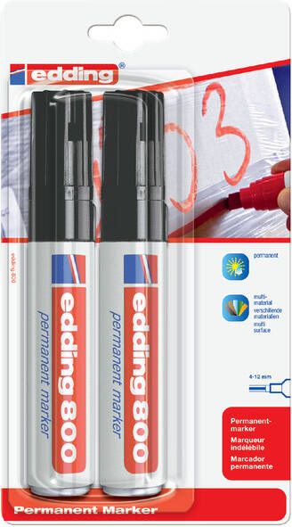 Edding Viltstift 800 schuin 4-12mm zwart blister Ã  2 stuks - Foto 3