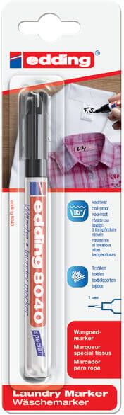 Edding Viltstift 8040 wasgoed rond zwart 1mm blister