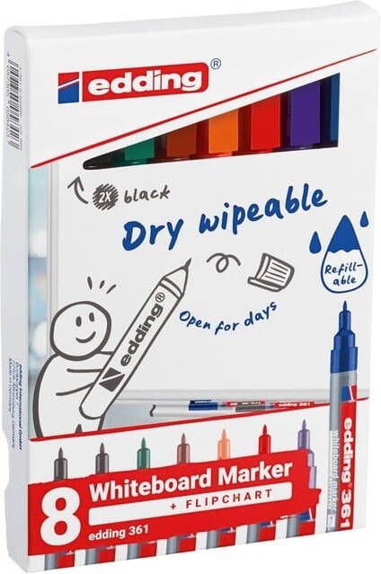 Edding Whiteboardmarker 361 rond 1mm assorti 8 stuks - Foto 2
