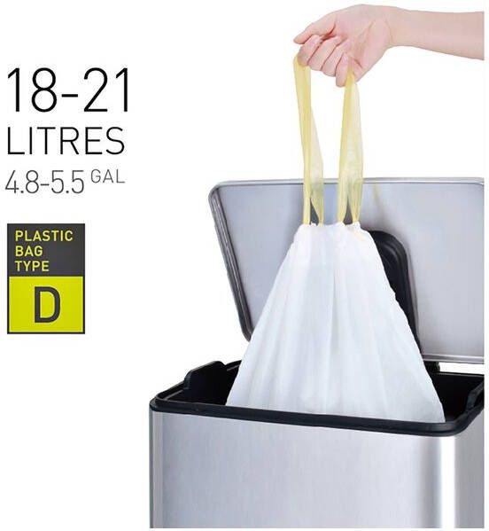 Eko vuilniszakken met trekbandsluiting 18-21 liter wit 1 rol 20 zakken