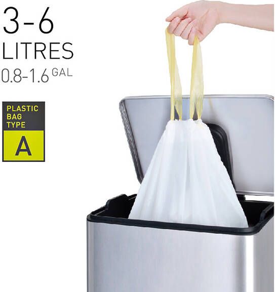 Eko vuilniszakken met trekbandsluiting 3-6 liter wit 1 rol 30 zakken