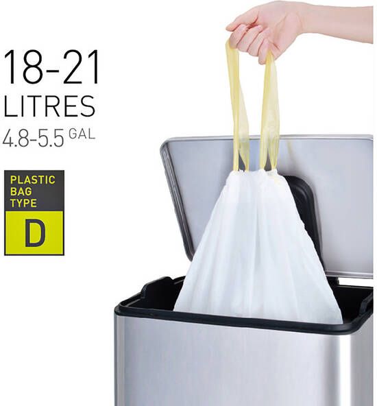 EKO Afvalzak MDPE type D met trekband 55x55cm 18-21L wit rolà 20 stuks