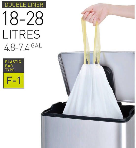 Eko vuilniszakken met trekbandsluiting 18-28 liter wit 1 rol 20 zakken