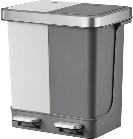 EKO Pedaalemmer Hana Duo Recycling 2x10 liter grijs wit