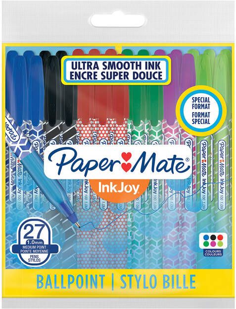 Elmer's Balpen Paper Mate Inkjoy 100 Wrap setà 6 kleuren 27 stuks