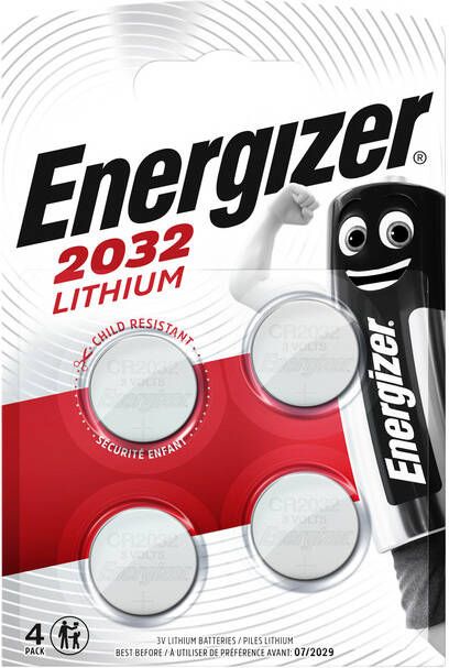 Energizer knoopcellen lithium CR2032 blister van 4 stuks