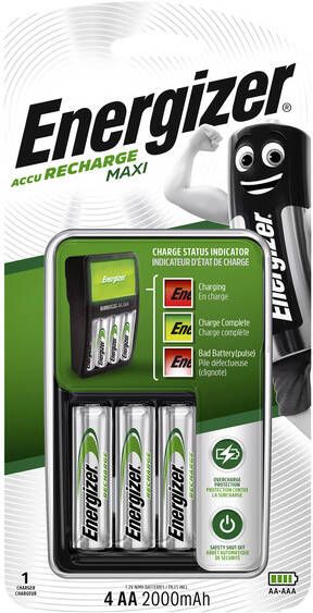 Energizer batterijlader Maxi Charger inclusief 4 x AA batterij op blister