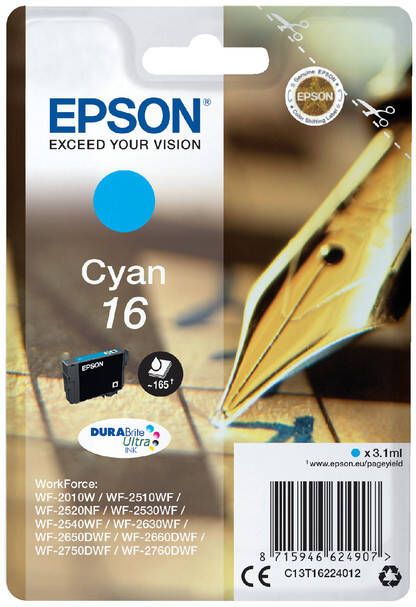 Epson Pen and crossword Singlepack Cyan 16 DURABrite Ultra Ink (C13T16224012) - Foto 2