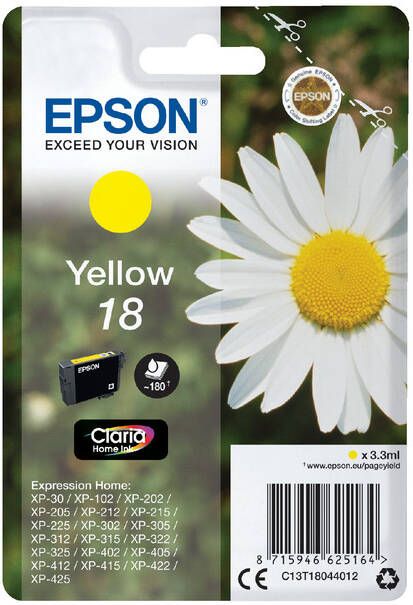 Epson inktcartridge 18 180 pagina&apos s OEM C13T18044012 geel