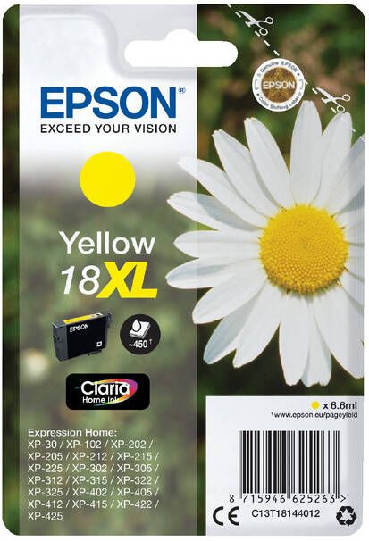 Epson inktcartridge 18XL 450 pagina&apos s OEM C13T18144012 geel