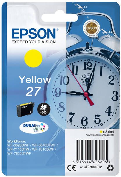 Epson Alarm clock Singlepack Yellow 27 DURABrite Ultra Ink (C13T27044012)
