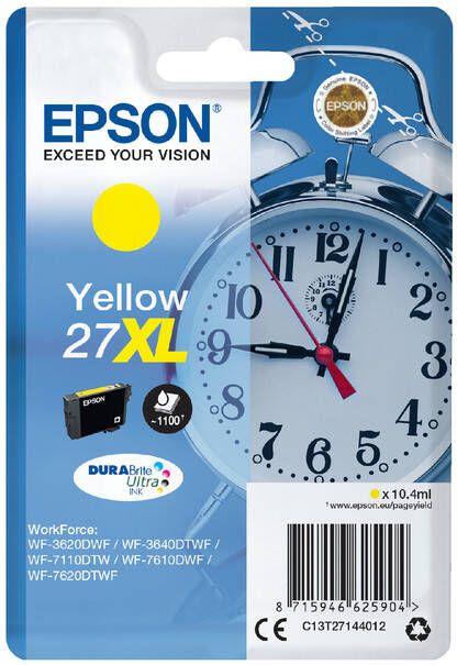 Epson Alarm clock Singlepack Yellow 27XL DURABrite Ultra Ink (C13T27144012)