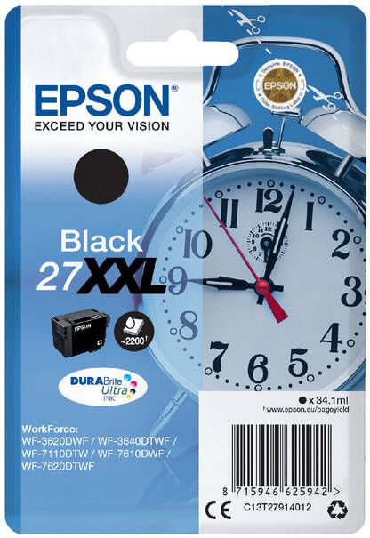 Epson Alarm clock Singlepack Black 27XXL DURABrite Ultra Ink (C13T27914012)