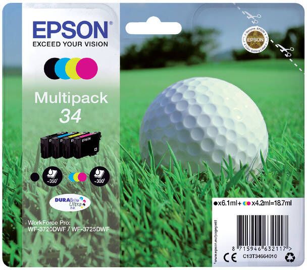 Epson inktcartridge 34 300 350 pagina&apos;s OEM C13T34664010 4 kleuren