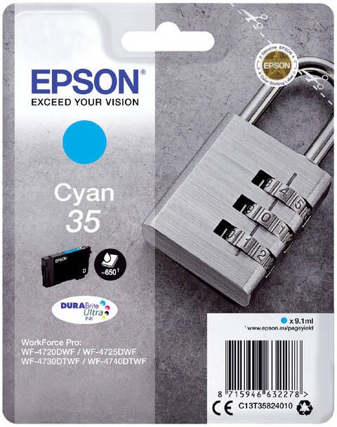Epson inktcartridge 35 9 1 ml OEM C13T35824010 cyaan