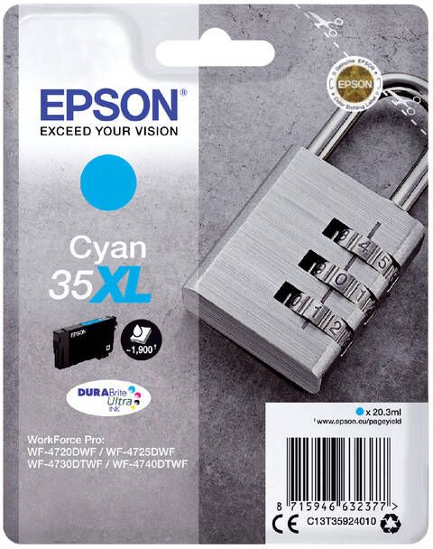 Epson inktcartridge 35XL 20 3 ml OEM C13T35924010 cyaan