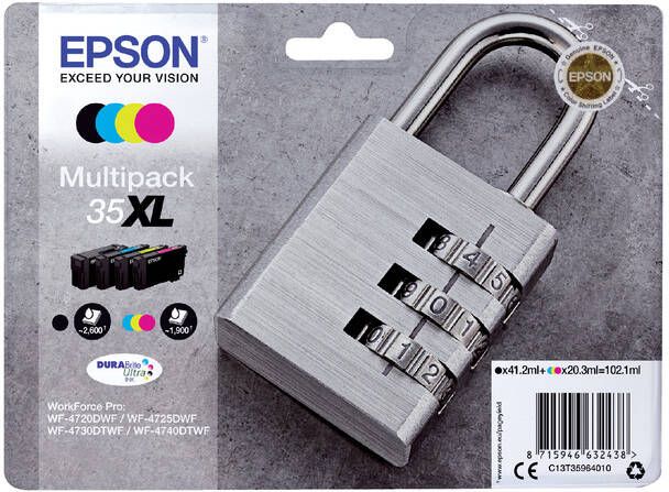 Epson Padlock Multipack 4-colours 35XL DURABrite Ultra Ink (C13T35964010)