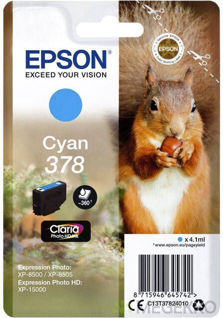 Epson inktcartridge 378 360 pagina&apos;s OEM C13T37824010 cyaan