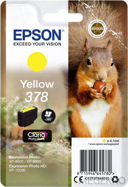 Epson inktcartridge 378 360 pagina&apos;s OEM C13T37844010 geel