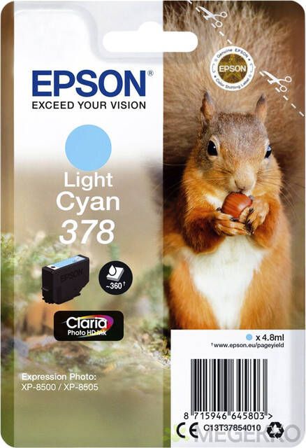 Epson inktcartridge 378 360 pagina&apos;s OEM C13T37854010 licht cyaan