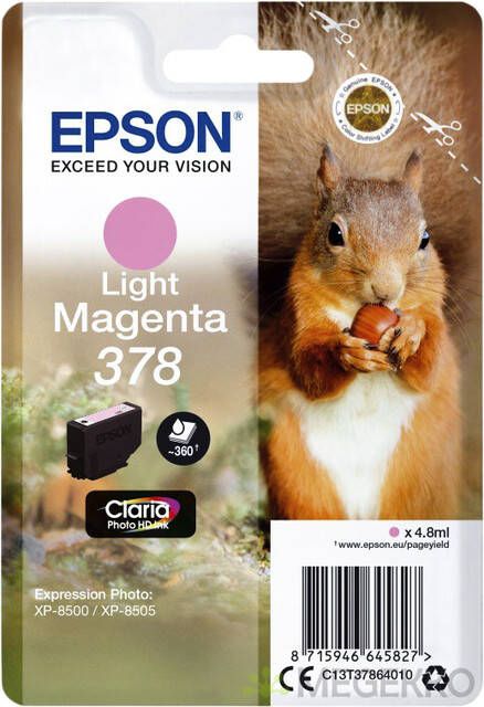 Epson inktcartridge 378 360 pagina&apos;s OEM C13T37864010 licht magenta