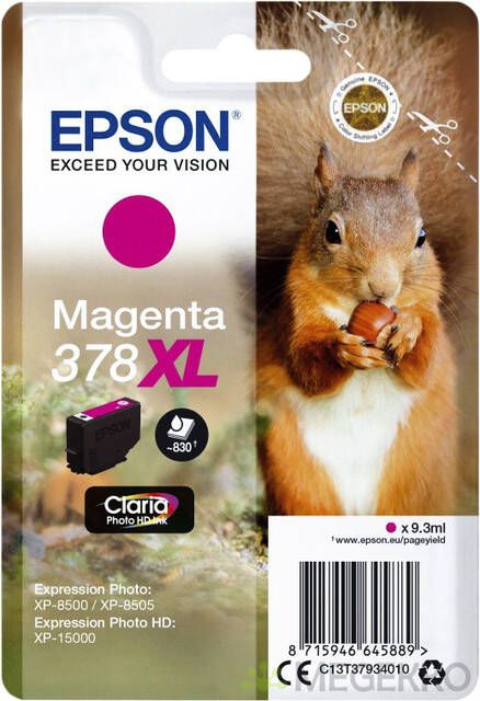 Epson inktcartridge 378 XL 830 pagina&apos;s OEM C13T37934010 magenta