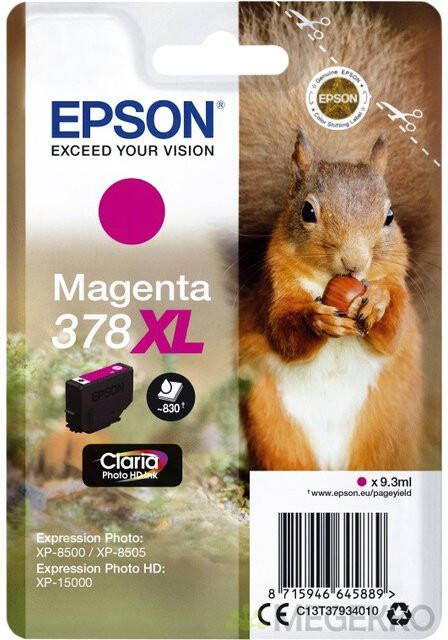 Epson inktcartridge 378 XL 830 pagina&apos;s OEM C13T37934010 magenta