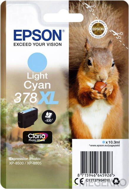 Epson inktcartridge 378 XL 830 pagina&apos;s OEM C13T37954010 licht cyaan