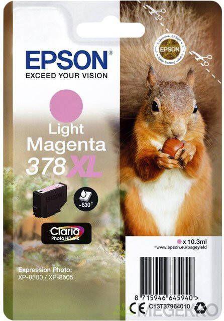 Epson inktcartridge 378 XL 830 pagina&apos;s OEM C13T37964010 licht magenta